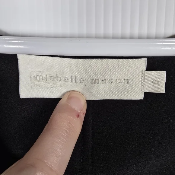 Michelle Mason Wide-Neck Faux Wrap Mini Dress In Black 100% Silk Deep V Neck 6 - Picture 7 of 14